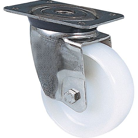 Roulette blanche Mécaninox - Pivotante - 125 - 200