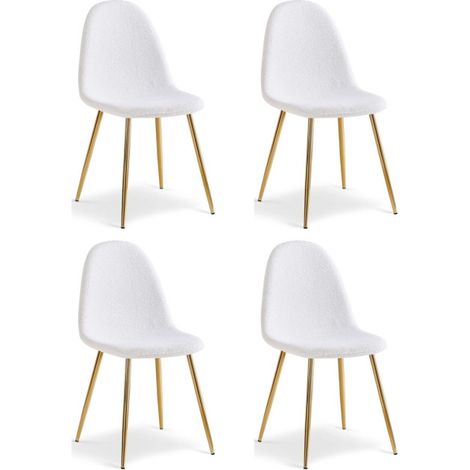 Lot de 4 Chaises Bouclette "Waynor" 87cm Blanc (1/5)