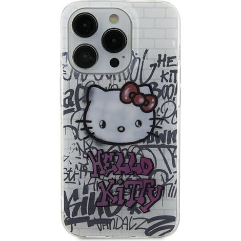 Hello Kitty IML Kitty On Bricks Graffiti - Cover per iPhone 15 (Bianco)
