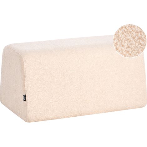 Puf otomana reposapiés tapizado en bouclé beige Sinclair (1/5)