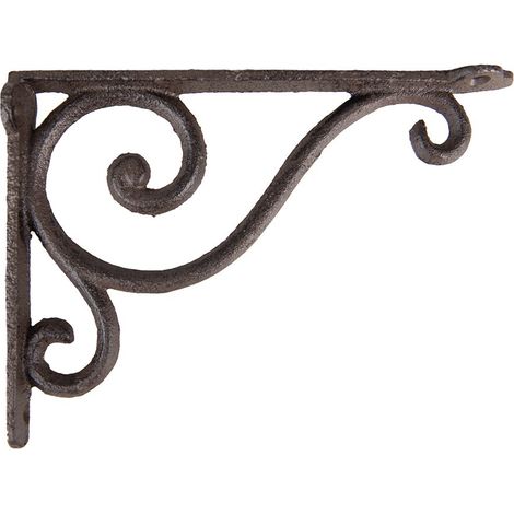 Équerre d'étagère décorative en fer marron style rustique et campagne 3 x 18 x 13 cm - PANGIVO