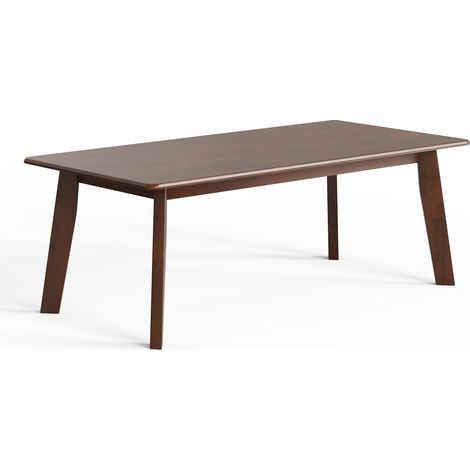 COSTWAY 120CM Rectangular Coffee Table Modern Coffee Table w/Rubber Legs-Brown (1/5)