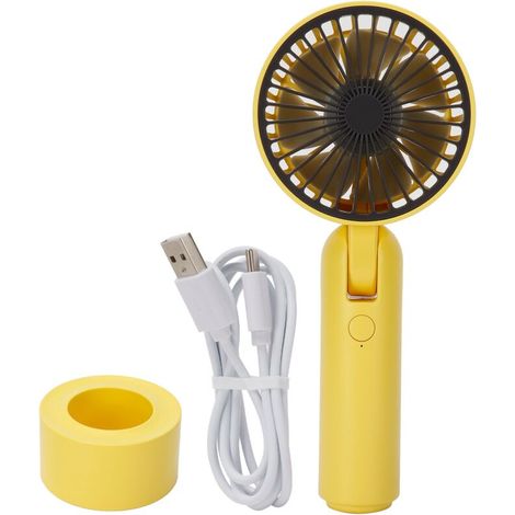 Ventilateur Portable Mini avec Rotation 180° - Ventilateur Électrique Réglable pour Été - Jaune (1/5)