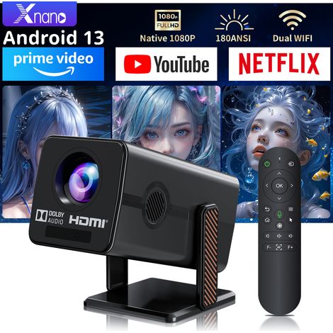 Unterstützung für kompakte 4K-Projektoren in Full HD 1080P, 180 ANSI-Lumen, WiFi-6, Bluetooth 5.0, automatische Trapezkorrektur, 40-200-Zoll-Projektion für Heimkino