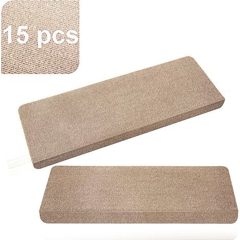 15 PCStapis d'escalier en polyester, sol de protection antidérapant 65x25cm marron (1/5)