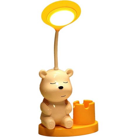 Lampe de bureau LED dessin animé en forme d'animal mignon chevauchant une moto, rechargeable par USB, pour protéger les yeux lors de l'apprentissage et de la lecture. (1/5)
