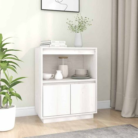 Aparador de madera maciza de pino blanco 60x34x75 cm (1/4)