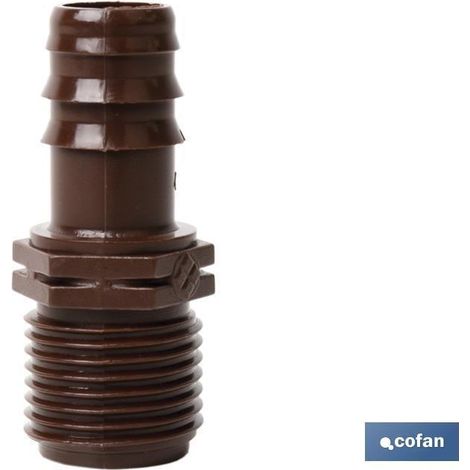 Conector de empalme mixto Ø16mm-3/4 para riego, material resistente y fácil montaje. (1/4)