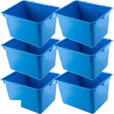 KADAX Farbeimer, rechteckig Malereimer aus Kunststoff, Blau, 8L, 6 Stück