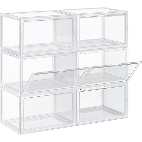Caja organizadora de zapatos juego de 6 cajas apilables de plástico para guardar zapatos con abertura 28 x 36 x 22 cm se adapta hasta la talla 46 color negro 120004354 (1/5)