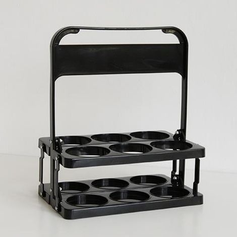 Porte-bouteilles portable Pure Color pliable, panier de rangement pour boissons, panier de pique-nique avec poignée, noir (1/4)