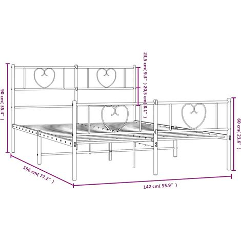 Struttura letto Videxl con testiera e piedi 135x190 cm Metallo bianco, letto in metallo, montaggio facile (1/5)