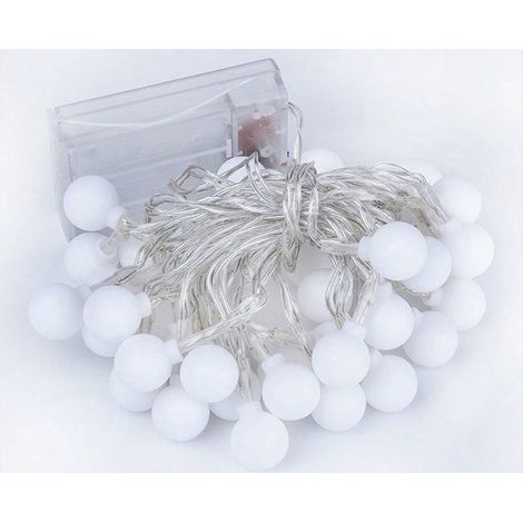 Catena Luminosa Palline Led Bianco freddo 2 metri Luci di Natale a Batteria