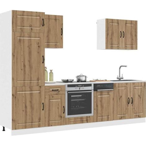 Ensemble de 7 Meubles de Cuisine Kalmar, Rangement Modulaire en Bois d'Ingénierie, Armoires de Cuisines Modernes et Durables pour Organisation Optimisée (1/5)