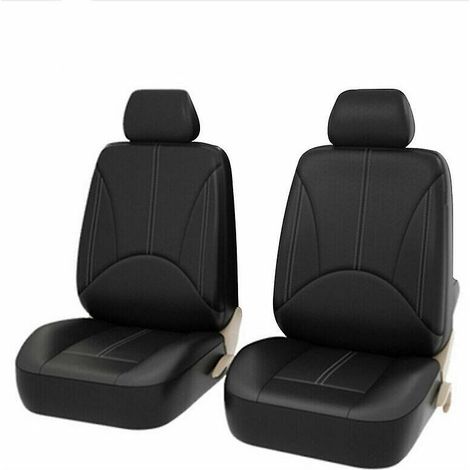 royaluxe -Housse de siege auto en cuir artificiel universel en cuir PU, ensemble de 4 pieces noir Convient à la plupart des SUV- ensemble de 4 pieces noir (1/5)