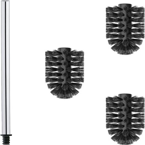 Brosse WC INOX de 3 têtes de Brosse WC de 7 cm de diamètre + 1 poignée en Acier Inoxydable 304 de 25.5cm - Interchangeable et Durable