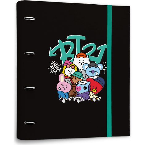 BT21 - Carpeta tamaño A4 de la colección Street Mood (4 anillas, banda elástica)