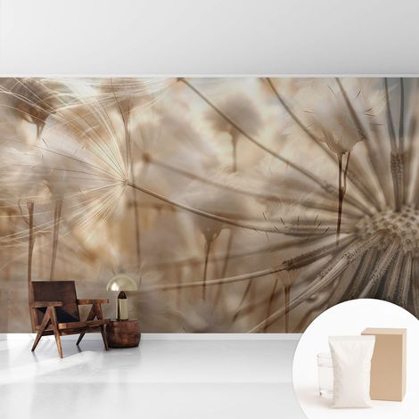 Tapete Vliestapete mit Kleber - Wanddekoration - Wandfolie - 3D Tapete Wand - Wohnungsdeko Zarte Pusteblumen 416x254 cm (1/5)