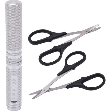 Kit d'accessoires universel pour voiture RC avec ciseaux courbes et poinçon 0-14mm, idéal pour drone et modèles radiocommandés, finition argentée. (1/5)