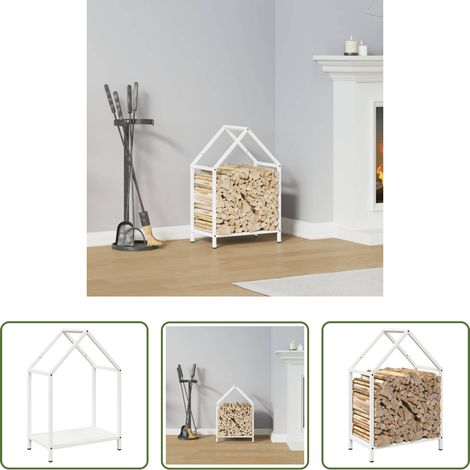 vidaXL Rangement bois - Portant de bois chauffage blanc 40x25x60 cm (1/5)