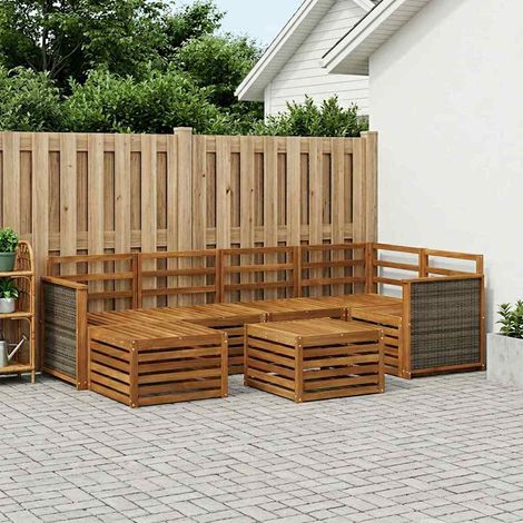vidaXL Ecksofa Set 6 pcs Natur Massivholz Akazie (1/5)