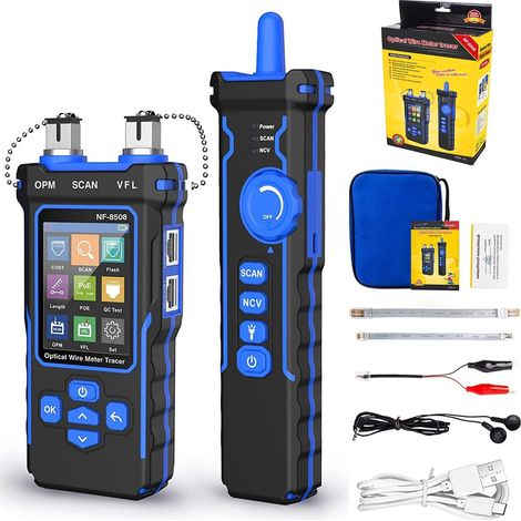 NF - 8508 Netzwerkkabeltester mit optischem Leistungsmesser, VfL und Wire Tracker - Cat5/Cat6-Ethernet-Kabeltoner, RJ45- und PoE-Netzwerktester