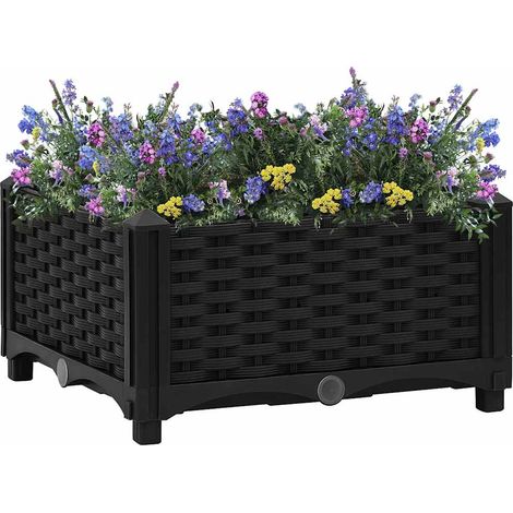 Carré Potager Surélevé Jardinière de Jardin en Polypropylène Noir 40 x 40 x 23 cm - PANGIVO (1/5)