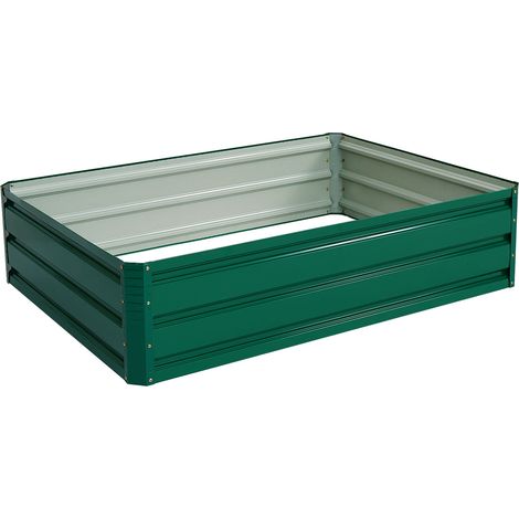 Jardinera elevada 120 x 90 x 30 cm diseño moderno con protección contra malas hierbas acero verde 200012217