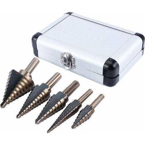 royaluxe - 5Pcs HSS Forets étagé Titanium Mèche conique Trépan à redan kit Outil électrique avec Boîte range (1/5)