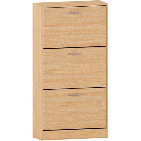 3 Drawer Shoe Cabinet Hallway Storage Cupboard Stand, Pine (1/5)