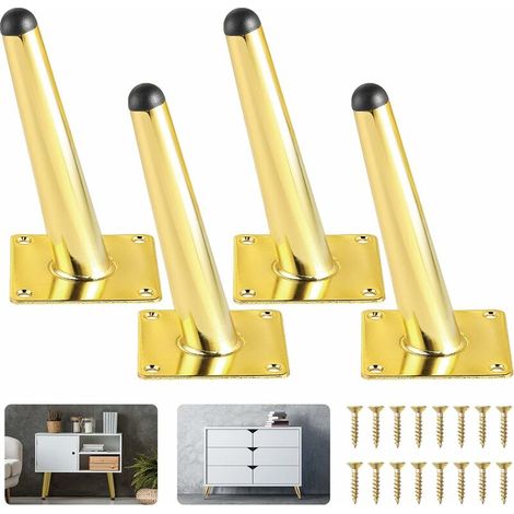 Set di 4 gambe per mobili dorate Gambe da bancone affusolate oblique in ottone da 6 pollici per divano, bancone, libreria, comodino, cassettiera, sedia, (1/5)