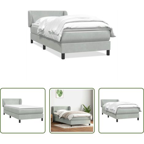 vidaXL Samt - Boxspringbett mit Matratze Hellgrau 80x210 cm Samt (1/5)
