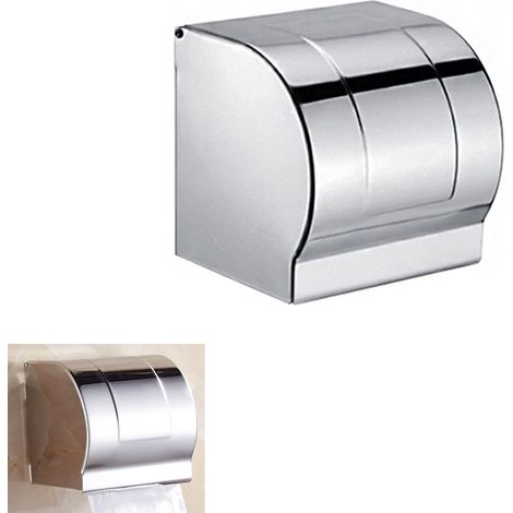 Porte-papier toilette - Distributeur de papier WC - Accessoires de salle de bain - Porte-rouleau mural - Fermé - Distributeur de papier toilette - Acier inoxydable - Résistant à l'humidité - Pour sall (1/5)