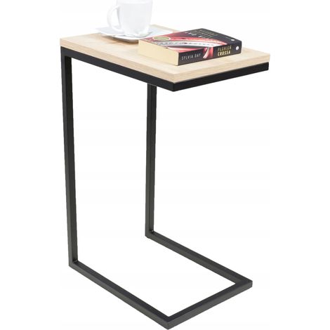 Tavolino laterale realizzato con profili in rovere nero di Sonoma. (1/4)