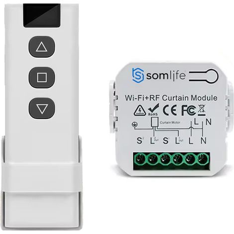Commutateur SomLife de volet et rideau  Wifi Rf Tuya Smart Life Module pour volet roulant 433 mhz  et Télécommande