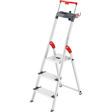 Hailo L84 ComfortLine, Alu-Sicherheits-Stehleiter, 3 Stufen (1/5)