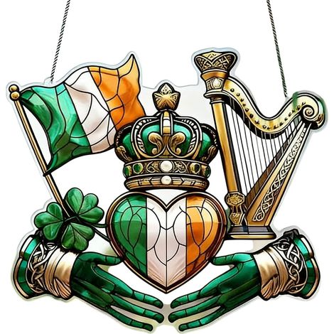 Pendentif Acrylique Saint-Patrick - Décoration Murale et Fenêtre - 20 x 16 cm - Ornement Festif pour Intérieur et Jardin - 1 Pièce (1/5)