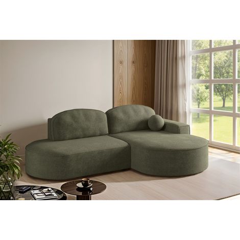 Ecksofa Schlafsofa Sofa GIRONA Stoff Arena Dunkelgrün Ottomane Rechts (1/5)