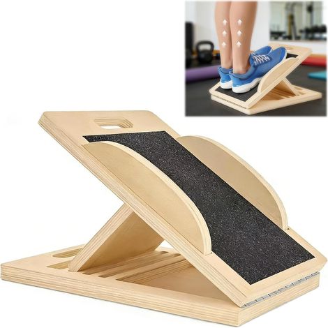 Wooden Calf Stretcher Slant Board, Adjustable Stretch Mobility Board for Calf Stretcher with Training Poster, 300 lb Load Capacity, Portable Balance Board for Calf Muscles, Knee and Leg Balance (1/5)