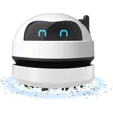 Mini Aspirateur de Table, USB Rechargeable Aspirateur de Bureau Poussière, Portable Mini Aspirateurs de Bureau sans Fil pour Ramasse Miette pour Table Bureaus Coussin Voiture Clavier (Blanc) (1/5)