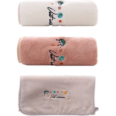 Lot de 3 serviettes de bain douces pour bébé, 3 couleurs différentes, 35 x 70 cm. (1/5)