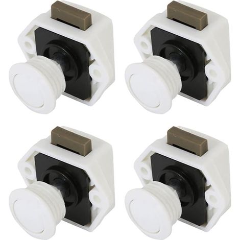 Serrure à bouton-poussoir, mini-poignée en zinc, lot de 4, pour portes, meubles, yachts et remorques. Serrures sans clé en alliage, loquet pour tiroirs et remorques. Couleur : blanc.