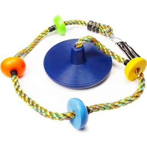Balançoire en Corde d'escalade pour Enfants - Bleu - Plateforme et siège à Disque - Robuste et sécurisée (1/4)