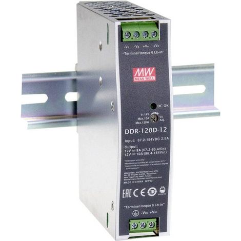 [GEBRAUCHT] B-Ware Mean Well DC/DC Wandler DDR-120B-12 12V 10A 120W Hutschienen-Netzteil 1x Ausgang (1/2)