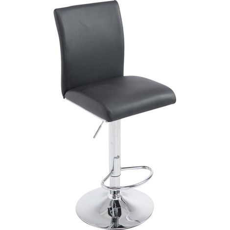 Sgabello da bar x1 con schienale regolabile in altezza in PVC nero con struttura in metallo cromato 100005798