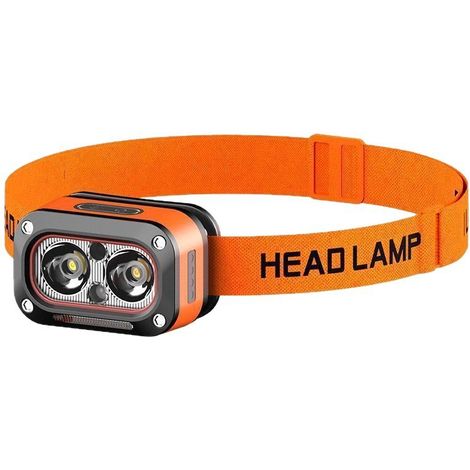 Phares LED rechargeables blancs, jaunes et rouges Mini lampes frontales portables d'extérieur avec affichage électrique de la quantité 5 modes adaptés pour la course, le camping, la famille