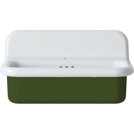 Lavabo rétro en céramique 70 cm - True Colors Lite - Moyen format - Vert Mousse (1/2)