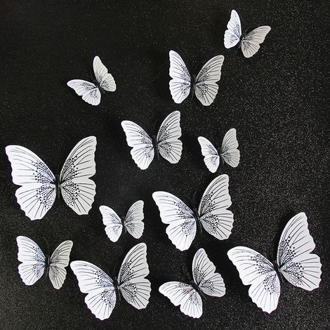 Décoration murale papillons en PVC monocouche (12 pièces) - Stickers muraux papillons 3D magnétiques pour la décoration de mariage et de fête