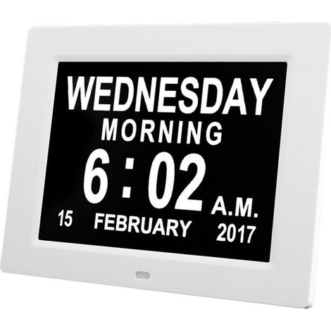 - Horloge calendrier numérique 7 pouces avec date - Alzheimer horloge pour les parents (blanc) (1/4)
