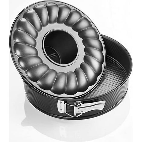 Moule à charnière rond en acier inoxydable, moule à couronne démontable, noir, pour gâteaux et pâtisseries (1/5)
